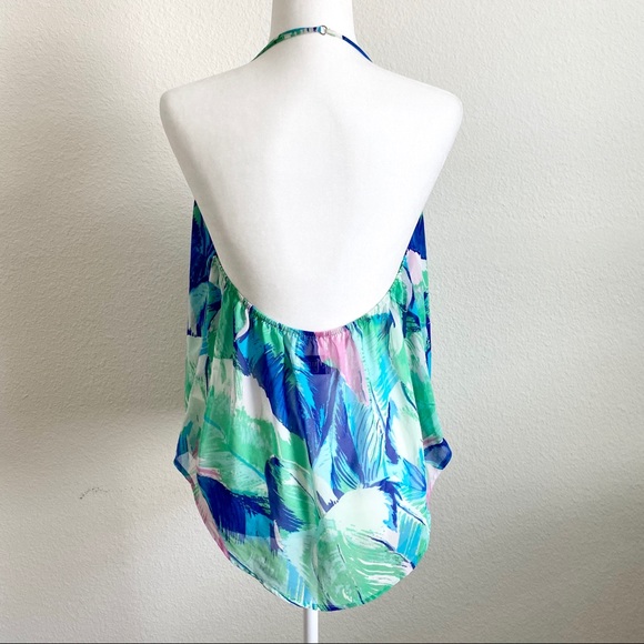 Show Me Your Mumu Tropical Leaf Print Halter Top L - Picture 4 of 6